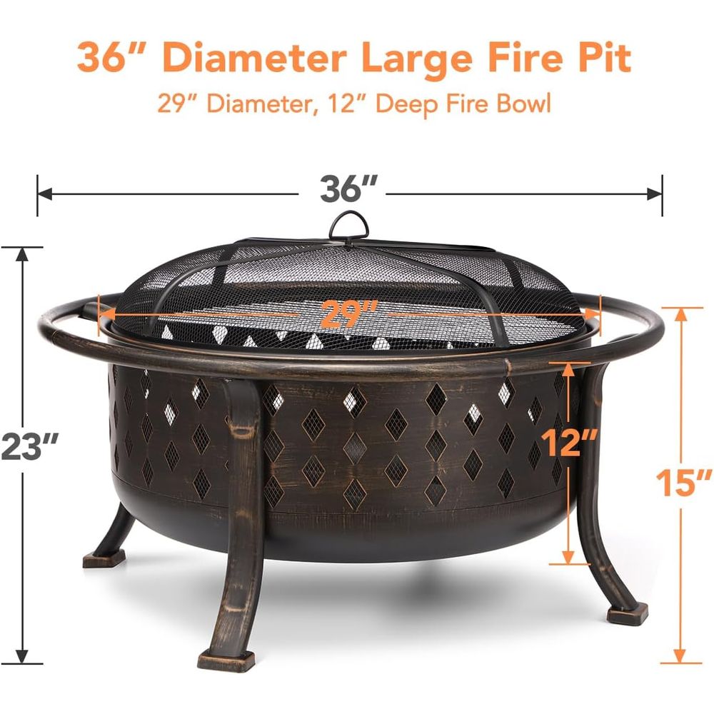 36 Inch Outdoor Wood Burning F - đánh giá và giá Fire Pit Bowl