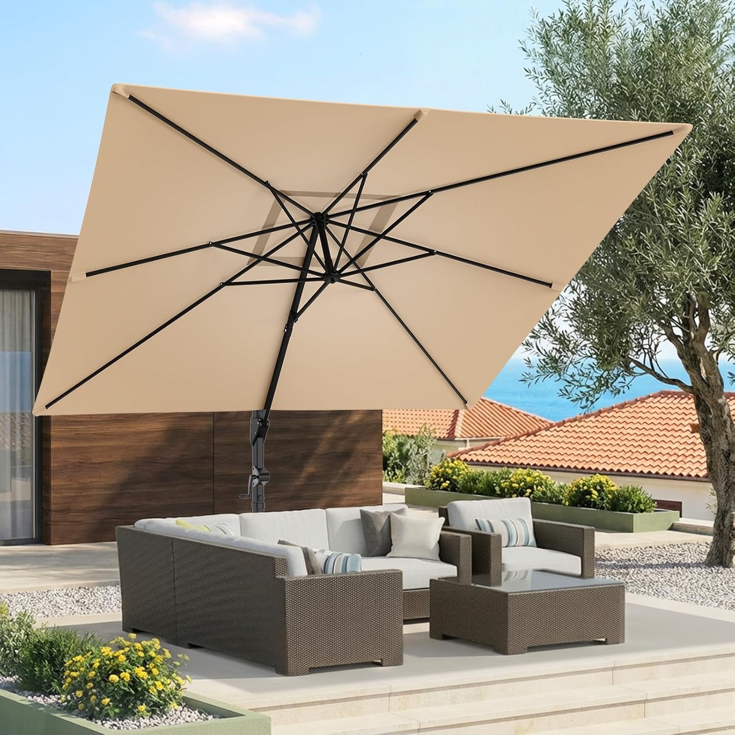 10x10 FT Cantilever Patio Umbr - đánh giá và giá Outdoor Furniture With Umbrella