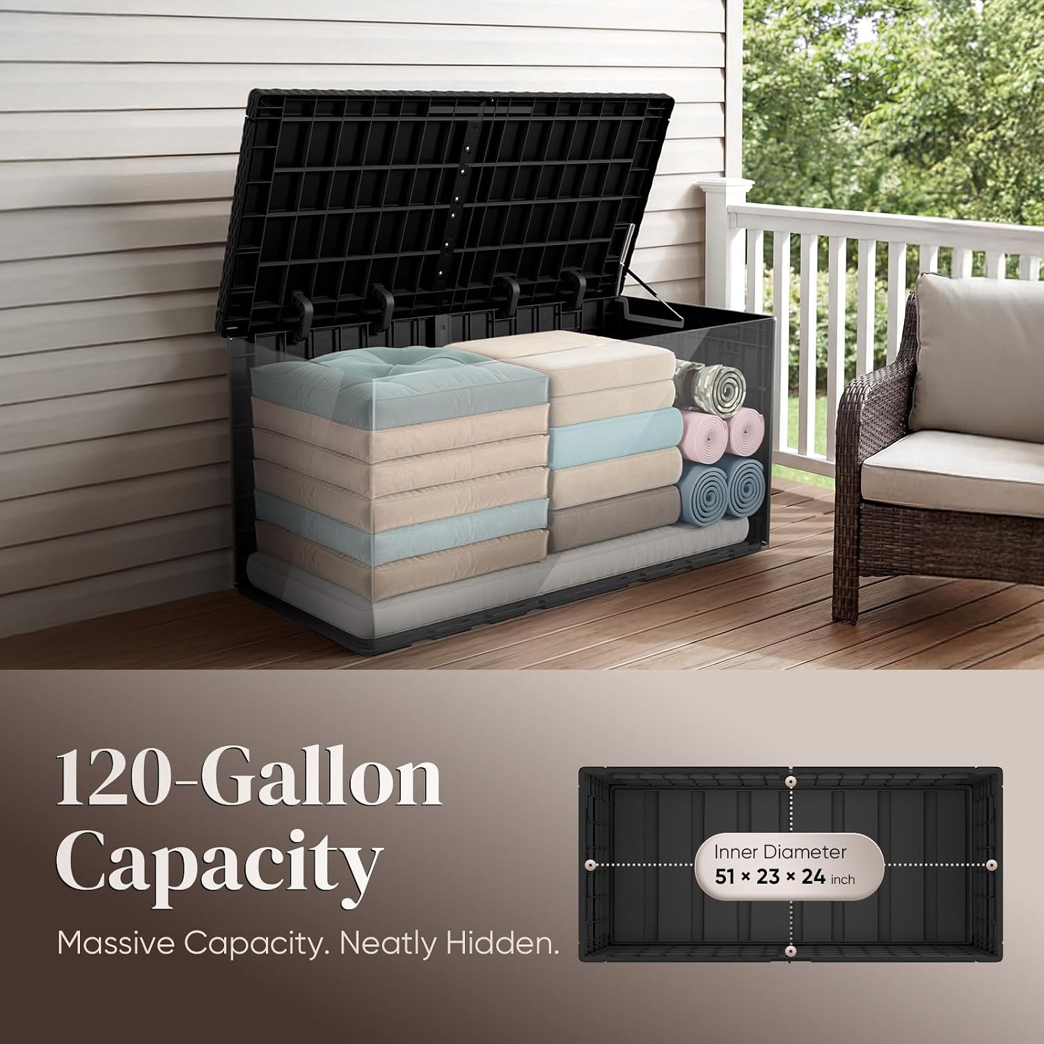 120 Gallon Large Outdoor Stora - đánh giá và giá Outdoor Furniture Black
