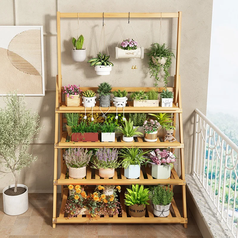 Solid Wood Flower Shelf Plant  - đánh giá và giá Outdoor Furniture Designer