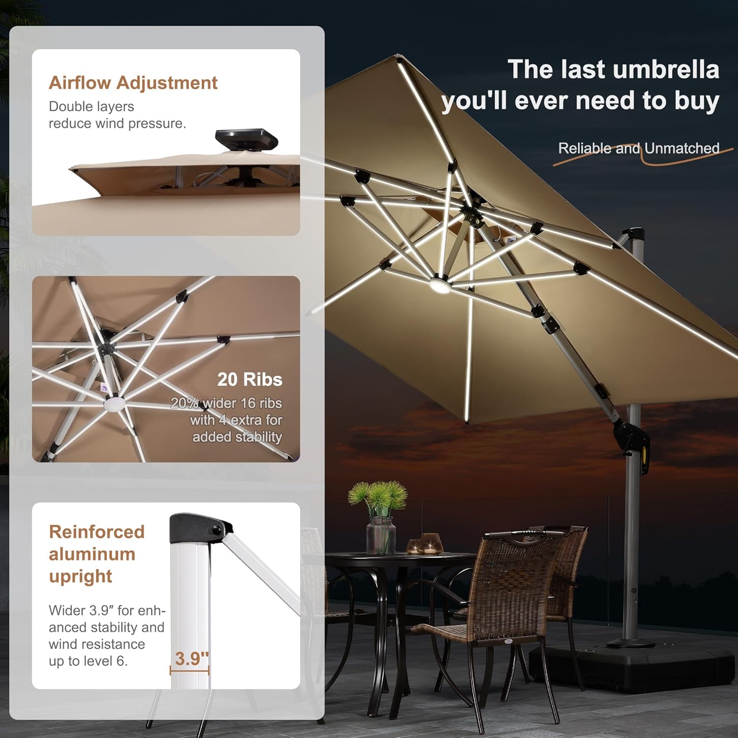 10' X 13' Double Top Deluxe So - đánh giá và giá Outdoor Furniture With Umbrella