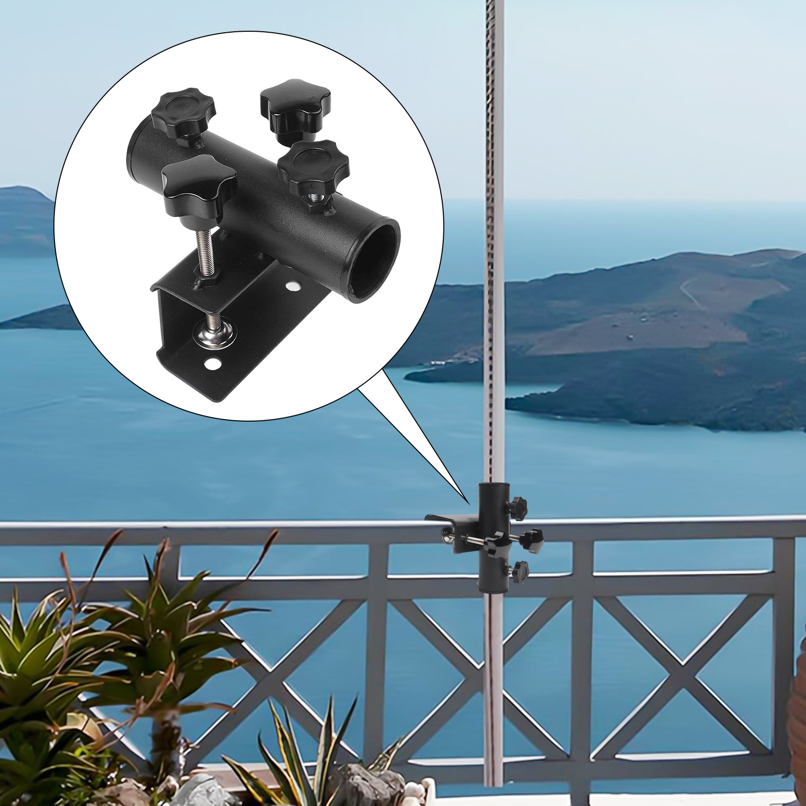 Balcony Umbrella Holder Clamp  - đánh giá và giá Outdoor Furniture With Umbrella