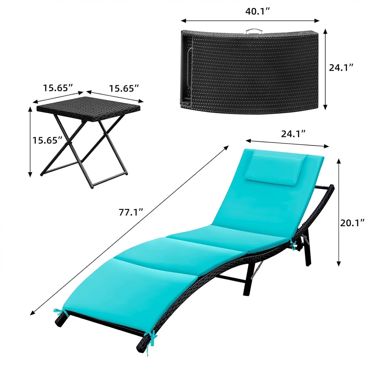 3PCS Patio Wicker Adjustable C - đánh giá và giá Outdoor Furniture Lounge Set