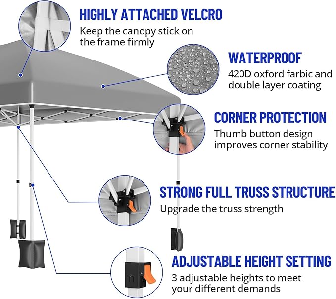 10*10FT Heavy Duty Pop Up Cano - đánh giá và giá Gazebo Pop Up
