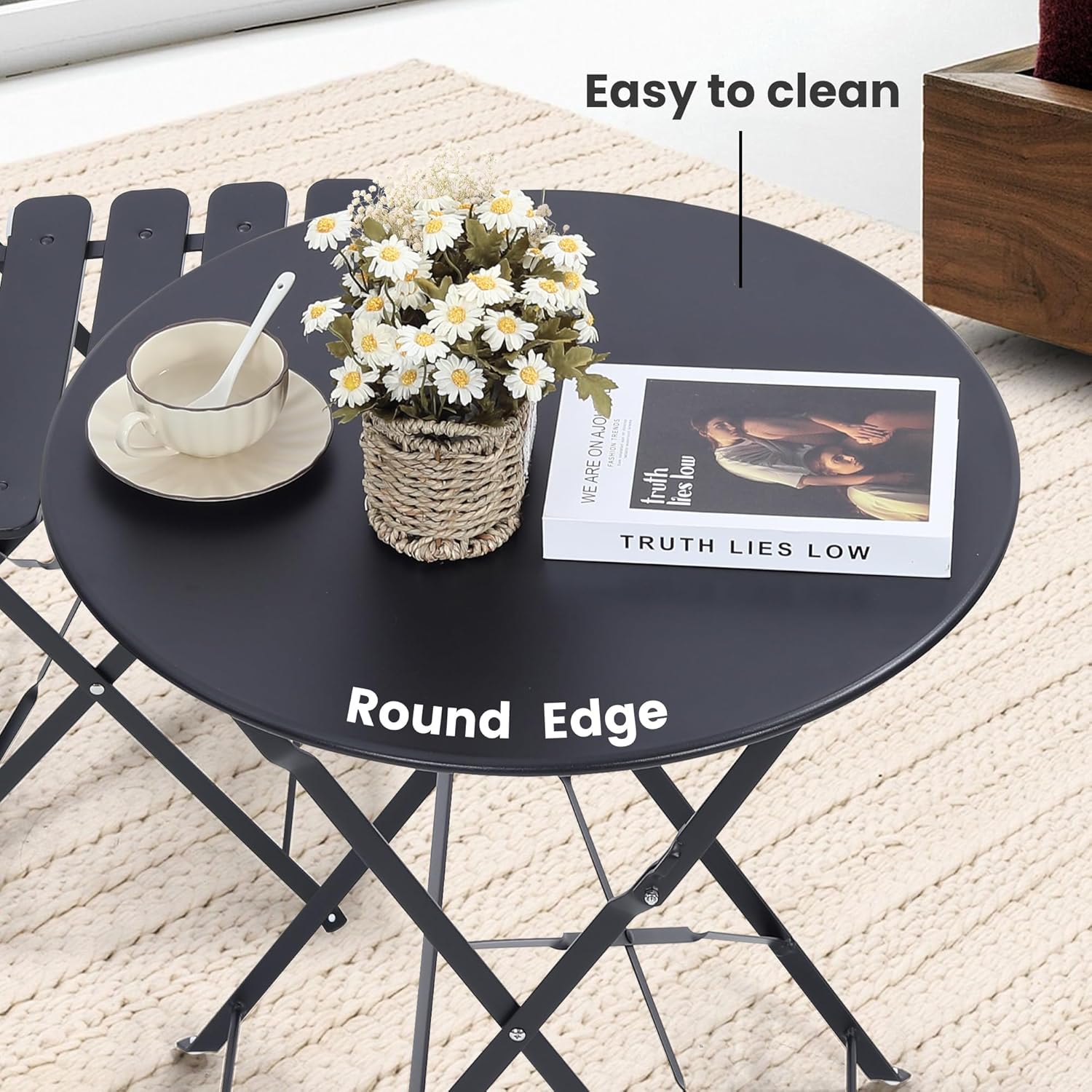 Space-saving black 3-piece fol - đánh giá và giá Outdoor Furniture Black